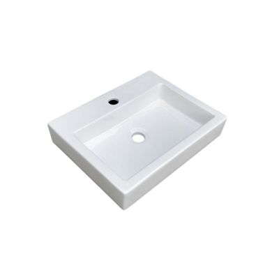 Vasque à poser rectangle en céramique blanche 48x38cm