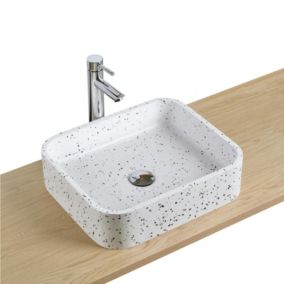 Vasque à poser rectangle en terrazzo blanc 45x38cm