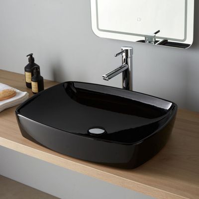 Vasque à poser rectangulaire 60 cm - Noir brillant - Milo