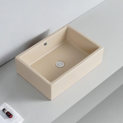Vasque à Poser Rectangulaire - Céramique Beige Mat - 51x36 cm - Line