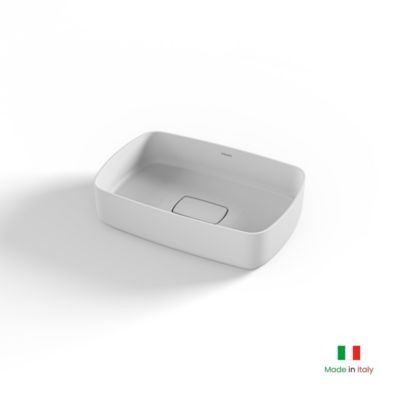 Vasque à poser rectangulaire en solid surface couleur blanc extra mat ...