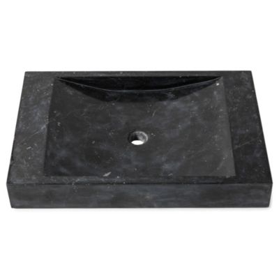 Vasque à poser rectangulaire en véritable Marbre Noir 75x50x10 cm - RO ...