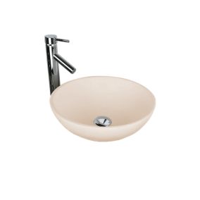 Vasque à poser ronde 40 cm en Solid surface beige rosé - Boléa