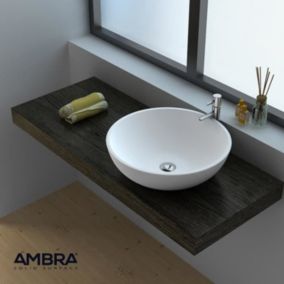 Vasque à poser ronde 40 cm en Solid surface - Boléa Blanc - Ambra - Plastique - Synthétique