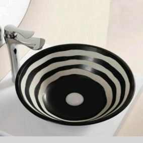 Vasque à Poser Ronde - Céramique Noire et Blanc - 41 cm - Virtual