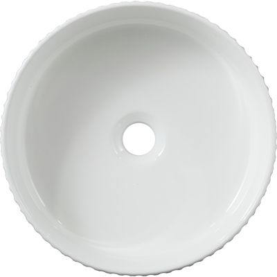 Vasque à poser ronde diamètre 36 cm - Blanc brillant - finition cannelée - Ania