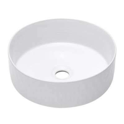 Vasque à poser ronde diamètre 36 cm - blanc brillant - finition striée - sans trop-plein - SAT Infinitio