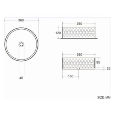 Vasque à poser ronde diamètre 36 cm - blanc brillant - finition striée - sans trop-plein - SAT Infinitio
