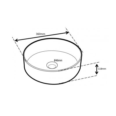 Vasque à poser ronde diamètre 36 cm - Liseré noir - Rebords fins - Adina