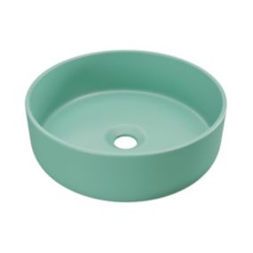 Vasque à poser ronde en céramique - Vert mat - 36 cm -  LENISO II