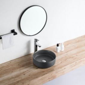 Vasque à poser ronde en ceramique MENDOZA 6 coloris diam36 cm Gris anthracite mat