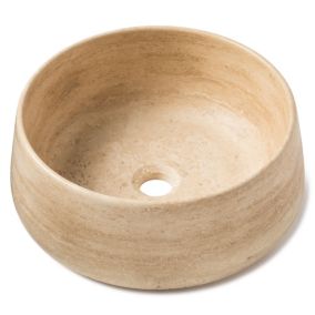 Vasque à poser ronde en Travertin Beige 41x16 cm - RO'MA Nature