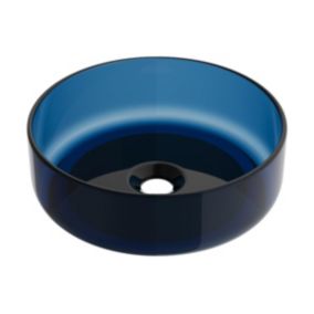 Vasque à poser ronde translucide en résine - 40 cm - Bleu - SPAVO