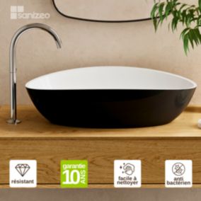 Vasque à poser VIDAR - Minéral Composite Blanc Brillant Ronde 38xH15cm - LAVABERG