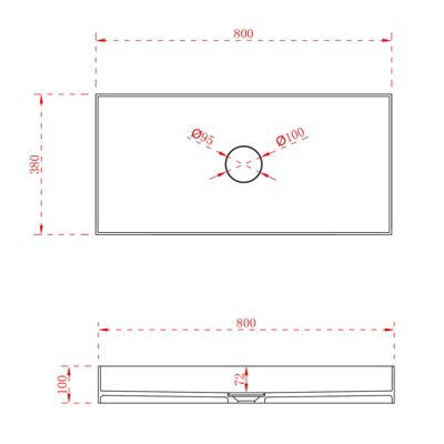 Vasque rectangulaire à poser moderne fonte minérale salle de bain, bonde non fournie, TWA112, Blanc mat, 80x38x10cm (LxPxH)