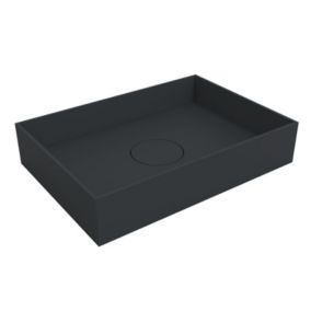 Vasque rectangulaire à poser moderne fonte minérale salle de bain, bonde non fournie, TWA112, Noir mat, 50x35x10cm (LxPxH)