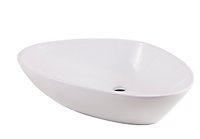 Vasque salle de bains à poser GoodHome Citrine en céramique coloris blanc l.58 x P.58 x H.14 cm