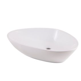 Vasque salle de bains à poser GoodHome Citrine en céramique coloris blanc l.58 x P.58 x H.14 cm