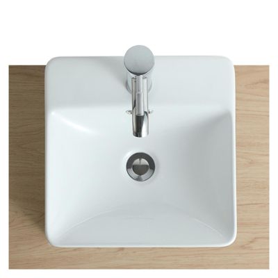 Vasque semi encastrée carrée en céramique blanche 37cm