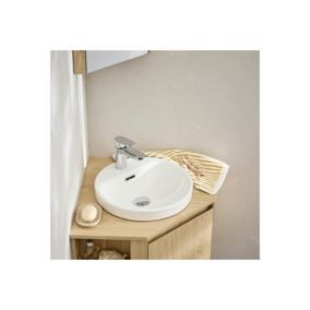 Vasque semi encastrée ronde en céramique blanche 37cm