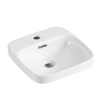 Vasque semi-encastrée carrée en céramique blanc l.37 x P.37 cm , Carla