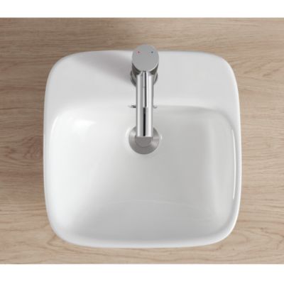 Vasque semi-encastrée carrée en céramique blanc l.37 x P.37 cm , Carla