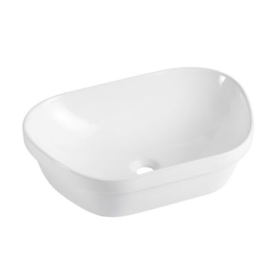 Vasque semi-encastrée galet en céramique blanc l.57 x P.39,5 cm, Ola