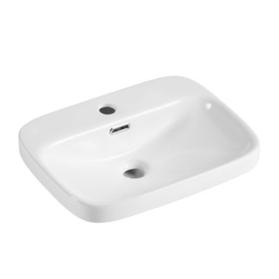 Vasque semi-encastrée rectangulaire en céramique blanc l.48 x P.37 cm, Carla