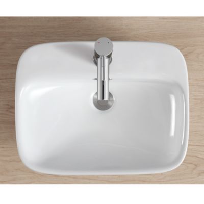 Vasque semi-encastrée rectangulaire en céramique blanc l.48 x P.37 cm, Carla