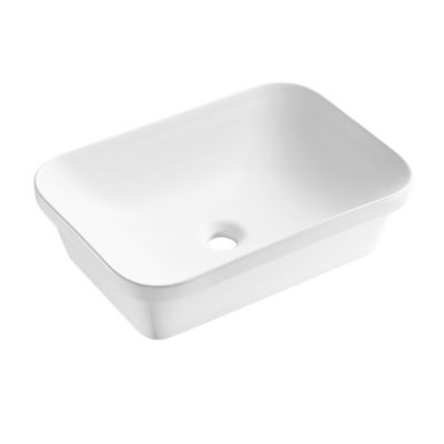 Vasque semi-encastrée rectangulaire en céramique blanc l.53 x P.37 cm, Theodor
