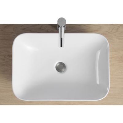 Vasque semi-encastrée rectangulaire en céramique blanc l.53 x P.37 cm, Theodor