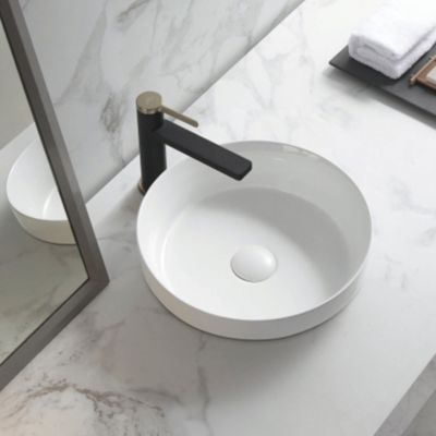Vasque semi-encastrée ronde en céramique blanc Ø36 cm, Aito
