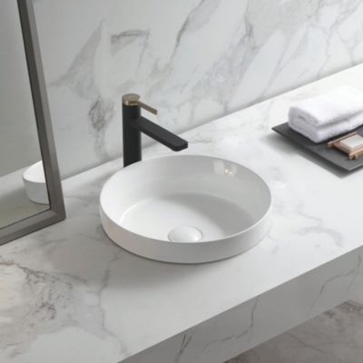 Vasque semi-encastrée ronde en céramique blanc Ø36 cm, Aito