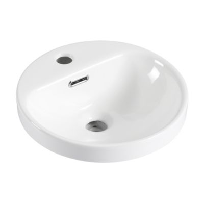 Vasque semi-encastrée ronde en céramique blanc Ø37 cm, Carla
