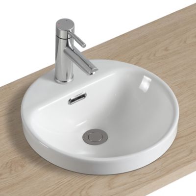 Vasque semi-encastrée ronde en céramique blanc Ø37 cm, Carla