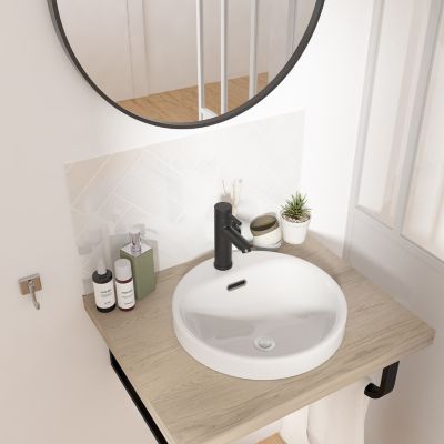 Vasque semi-encastrée ronde en céramique blanc Ø37 cm, Carla
