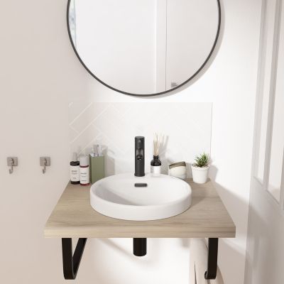 Vasque semi-encastrée ronde en céramique blanc Ø37 cm, Carla