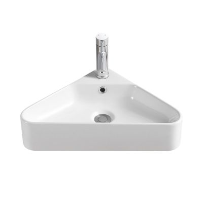 Vasque à suspendre d'angle en céramique blanche 42,5cm