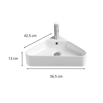Vasque à suspendre d'angle en céramique blanche 42,5cm