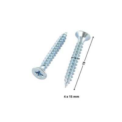 VBA Vis bois agglo Tête fraisée Pozi numéro 2 4X15 Filetage total Acier zingué - 1 pièce