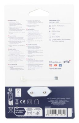 Veilleuse 2 en 1 crépusculaire à détection LED intégrée blanc neutre IP20 0,6W l.2,3xH.11,5cm Otio