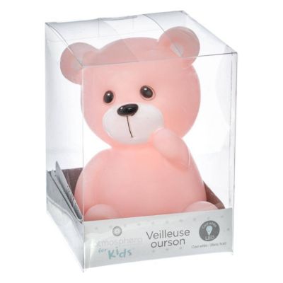 Veilleuse enfant Ourson - H14 cm - Rose- Atmosphera