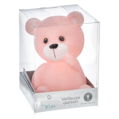 Veilleuse enfant Ourson - H14 cm - Rose- Atmosphera