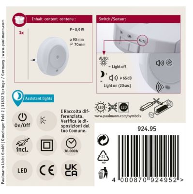 Veilleuse Horby Sound Sensor rond 3000K 45lm
