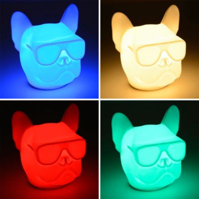 Veilleuse LED Bulldog 1W IP20 l.12 x H.13,5 cm RGB tactile USB Corep blanc