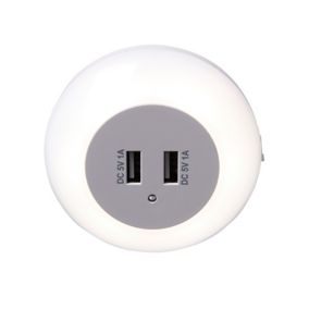 Veilleuse LED Colours Lisbo détecteur de crépuscule + adaptateur USB blanc