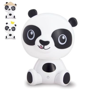 Veilleuse Panda LED, intensité variable, 2 accesoires inclus (couronne / chapeau), USB rechargeable, RVB / Blanc chaud