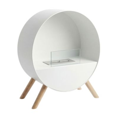 Venere - Cheminée au bioéthanol sur pied 60x72x30 cm avec brûleur 1 litre et pieds en bois de pin blanc