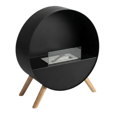Venere - Cheminée au bioéthanol sur pied 60x72x30 cm avec brûleur 1 litre et pieds en bois de pin noir