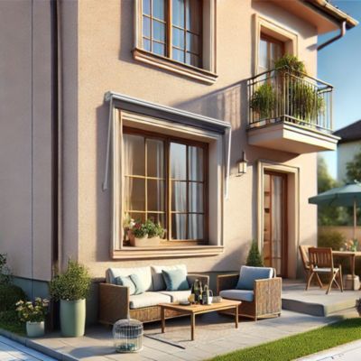 VENISE - Store de fenêtre (Taupe - Blanc RAL9010 - 2m x 1.20m)